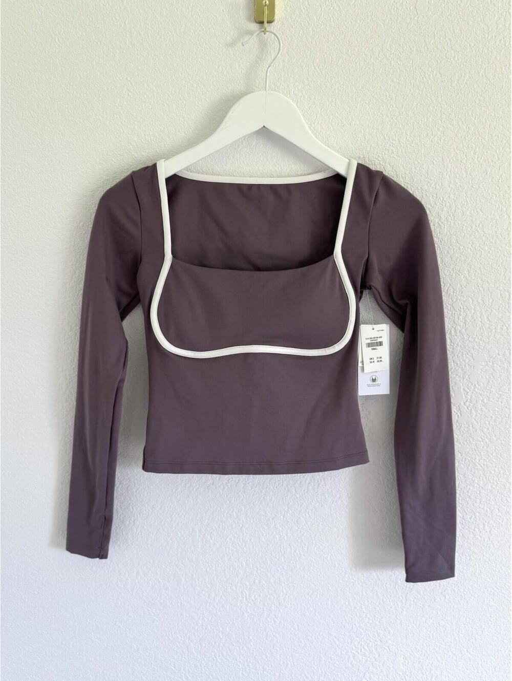 Hollister Gilly Hicks Active Recharge Under Bust Long-Sleeve Top Purple NWT Sz S